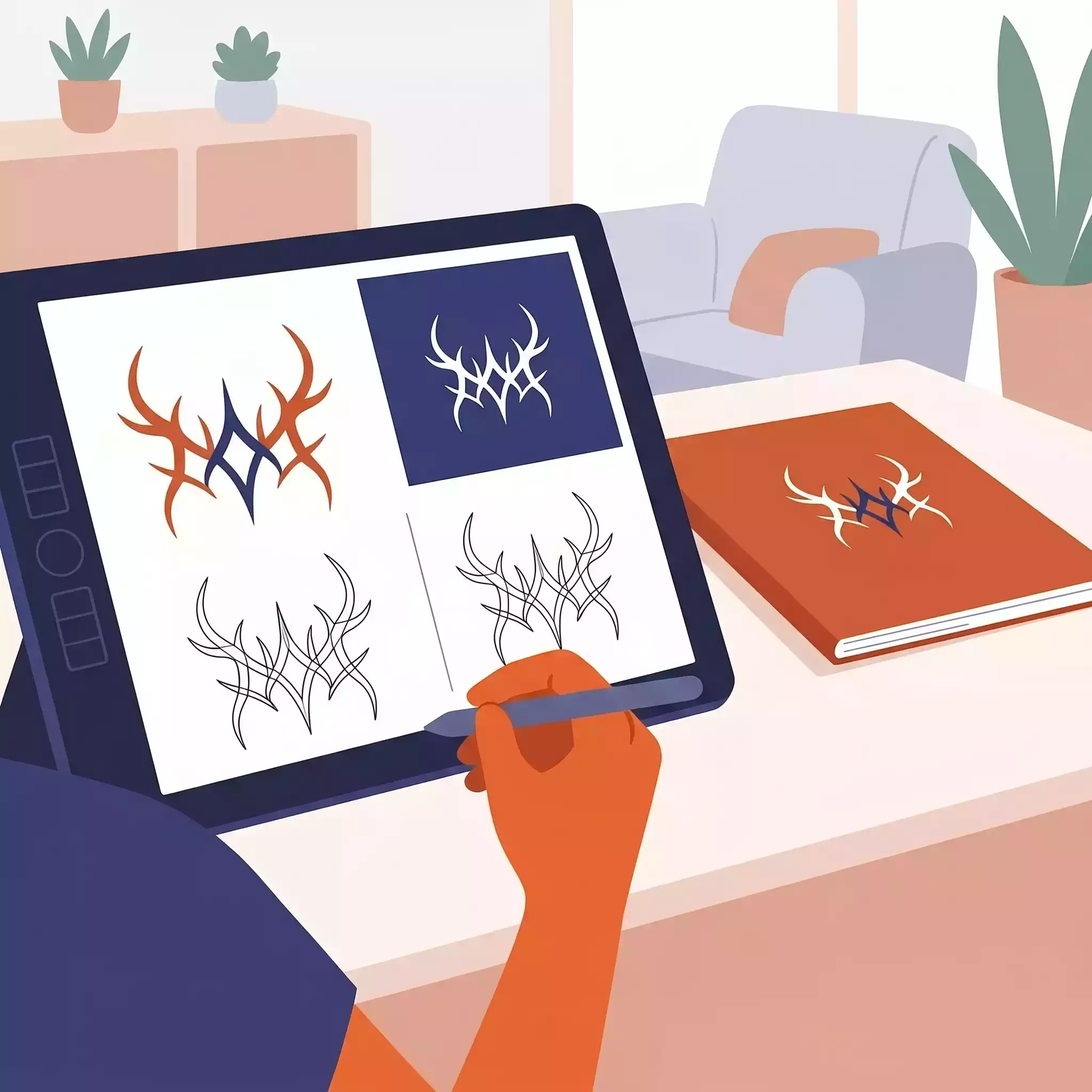 Startups and online brands presenting vector logos at pitch and events